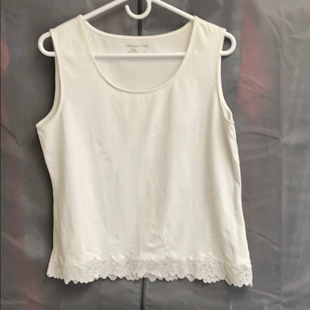 Coldwater Creek white lace trimmed tank